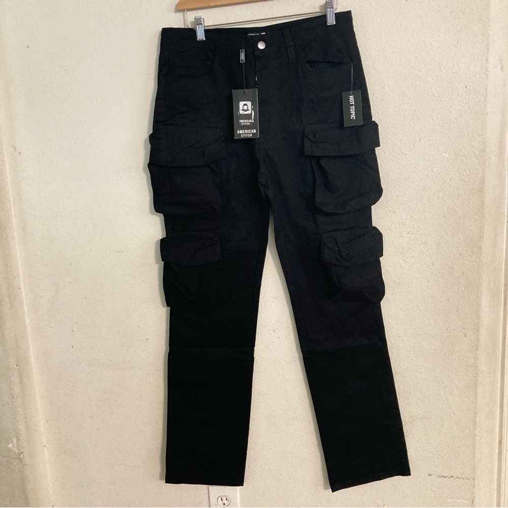 Hot Topic Black Men's Cargo Pants with Multiple Utility Pockets